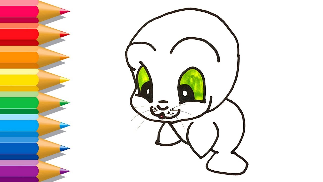 How to Draw Baby Harp Seal Easy Seal Coloring Pages for Kids