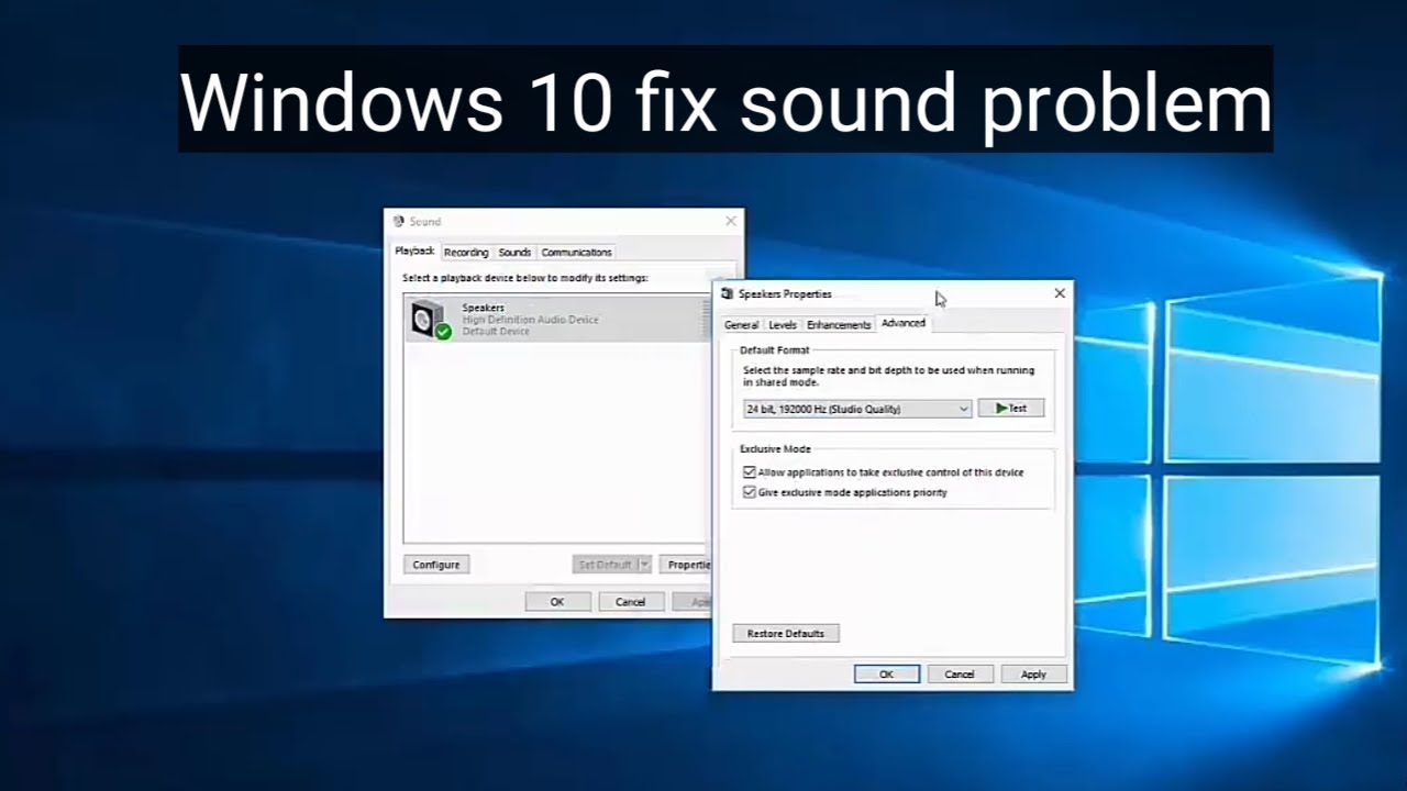 How To Fix Audio Sound Not Working Windows 10 Youtube