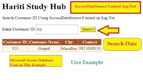 Search Data in Database Using AccessDataSource Control in Asp.Net C# | Hindi | Online Learning Class
