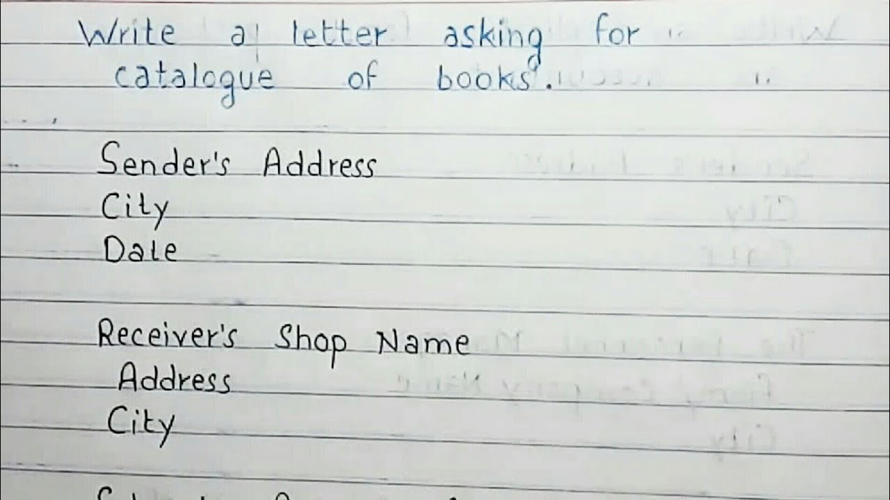 Write a letter asking for catalogue of books  Letter for Books   Handwriting