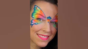 Mooie regenboogvlinder gezichtsverf tutorial #facepaint #regenboog #vlinder #easyfacepaint