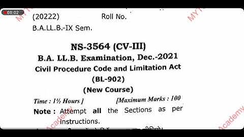 Code Of Civil Procedure Code (BL-9002) || CCSU BALLB 9th Semester 2021 Question Paper
