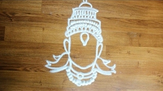 God Vitthal Innovative and Easy Rangoli design with funnel - Vithobba Rangoli
