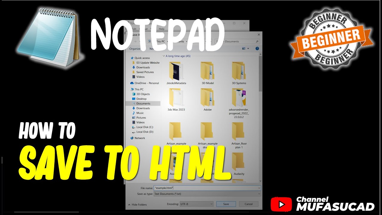 HTML In Notepad How To Save - YouTube
