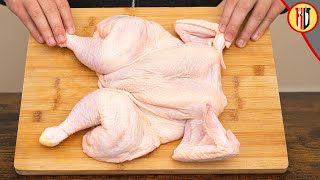 How to cut a whole chicken to lay flat | Spatchcock Chicken