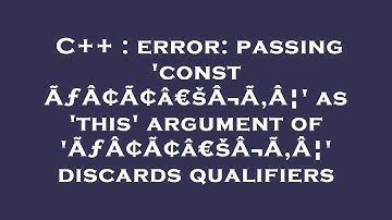 C++ : error: passing 