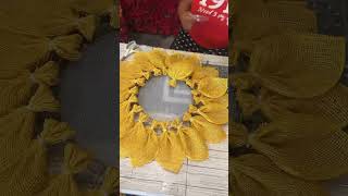 Flower wreath, Polyburlap wreath, braided center flower #crafting #wreath #flower #diy