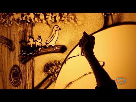 ქვიშის სამყარო - ჩიტი და მელა | ქვიშაზე ხატვა