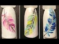 Easy Coloured feather nail art tutorial