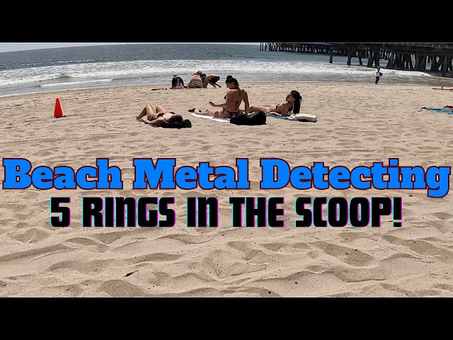 Beach Metal Detecting | 5 Rings In The Scoop ! class=