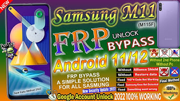 Samsung M11 Frp Bypass Android 11/12 | Without Test Point & Knox *#0*# Not Working Method 2022 No PC