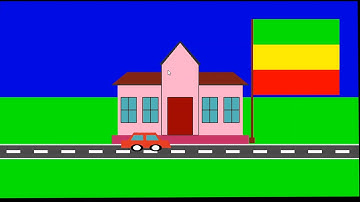 OpenGL C++ Mini Project IV drawing school house, flag and movable car| Computer Graphics OpenGL C++