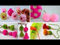 4 easy keychain making with yarn  woolen crafts  easy diy keychain  how to make perfect pom pom