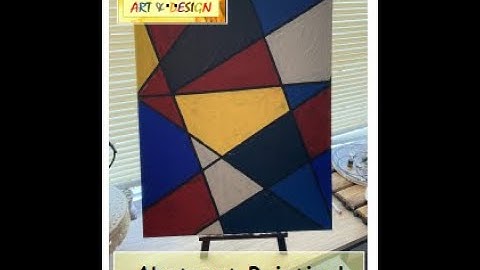 Colorful Abstract Painting Demo For Beginners / Masking Tape Triangles on Canvas