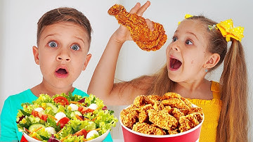 Diana và Roma đi học & ăn thức ăn không lành mạnh