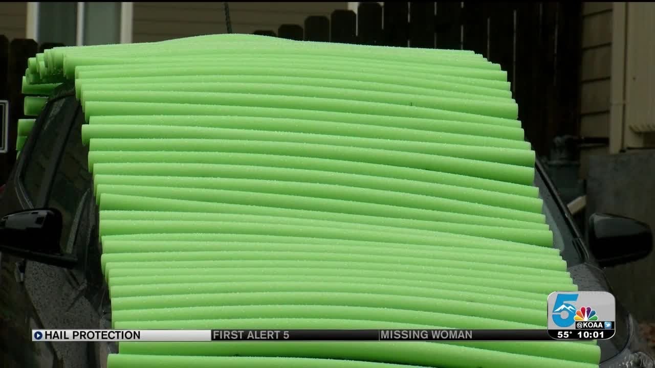 Family Uses Pool Noodles To Protect Car From Hail YouTube