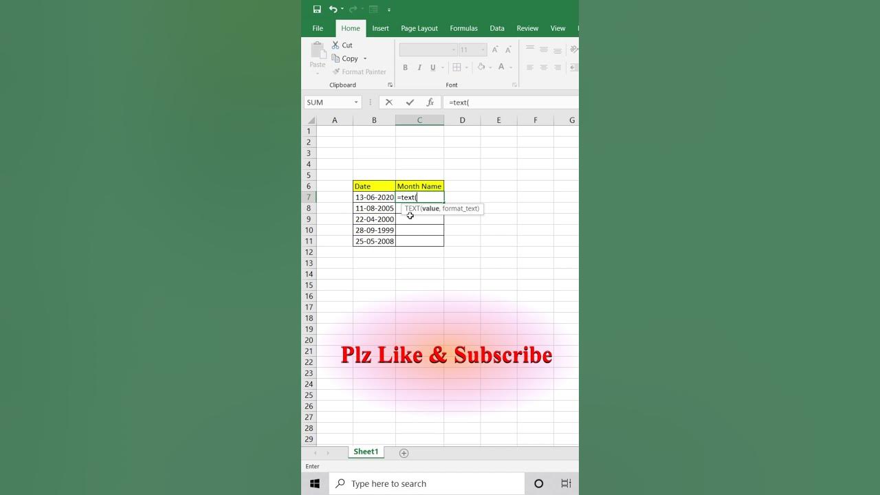 How to get month from date in excel formula to extract month from 