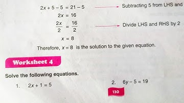 Dav Class 6 Math Chapter 7 Worksheet 4 || Linear Equations || How To Find Value Of Variables ||