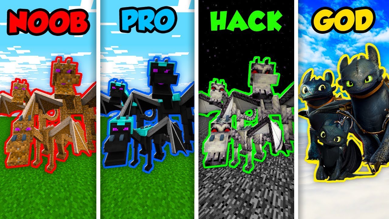 Minecraft Noob Vs Pro Vs Hacker Vs God Dragon Family In Minecraft Animation Youtube - roblox battle noob vs hacker vs pro vs god roblox