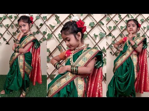 Fashion world: Red color Nauvari Saree and hairstyle