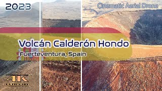 Volcán Calderón Hondo - Fuerteventura - Volcanic Cone Flight - Canarias - 4K - Aerial Drone 2023