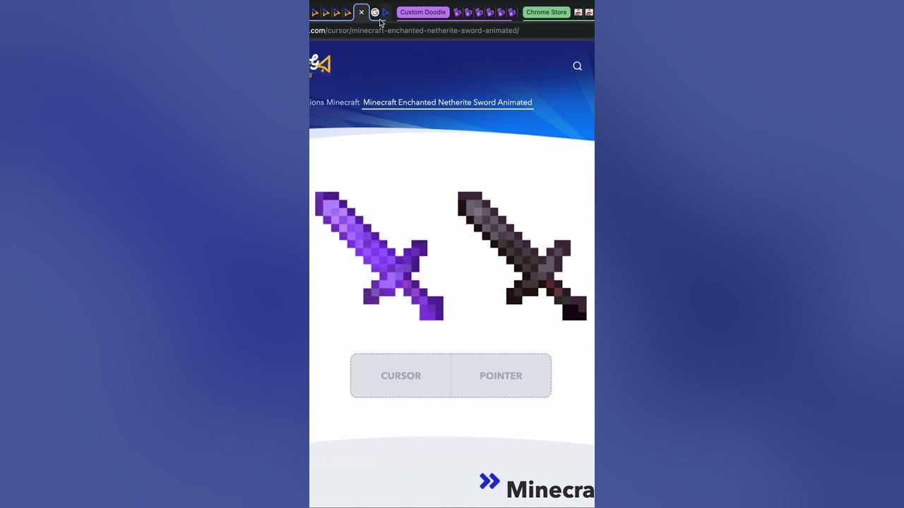 Awesome minecraft animated cursor with enchanted netherite sword