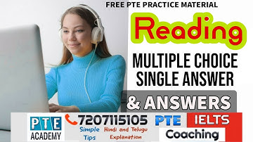 PTE Reading Multiple choice Single answer Questions PTE Academy