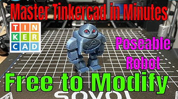 Free 3D printable Tinkercad Tiny Robot Design! Mod your own in Minutes!