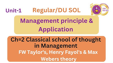Ch-2 Classical school of thought in Management | Unit-1 | Management Principle & Application |