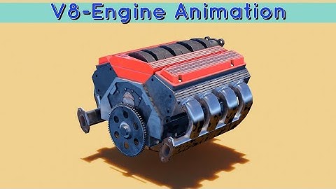 Animation of a V8-Engine. Different Parts Of The Engine.