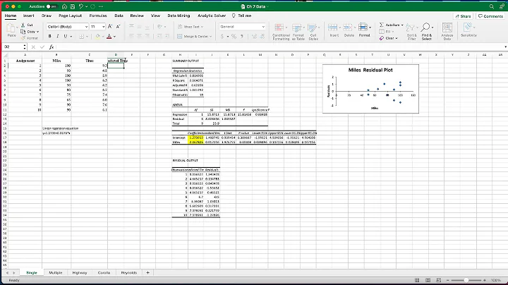 Simple Linear Regression in Excel: Step-by-Step Analysis and Interpretation