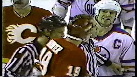 Joel Otto vs Kevin Lowe & Mark Messier chirping at...