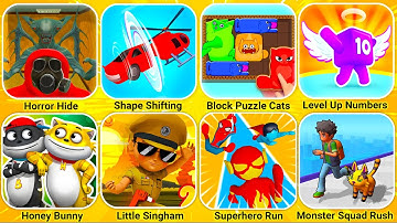 Horror Hide, Shape Shifting, Block Puzzle, Level Up Numbers, Monster Squad Rush, Runner Heroes...
