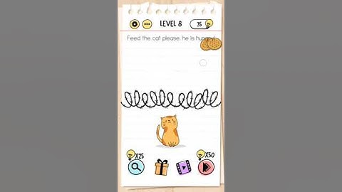 Brain test level 8 feed the cat please, he is hungry walk-through
