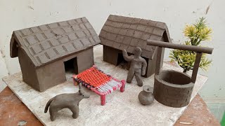 Mini Village House with Clay | Building Village Clay House | Miniature world