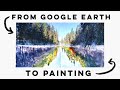 Painting Kiikunlähde lake in FINLAND using GOOGLE EARTH