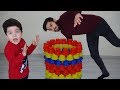 Bardak Kulesi Yıkıldı! Yusuf Pretend Play With Colored Cups-Funny Kids Video