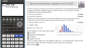 Vraag over binominale verdeling op Casio fx-CG50 (statistiekmodus met inverse binomiale verdeling...