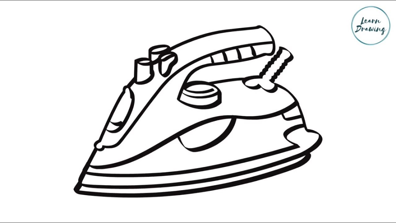 Sketch hand drawn of steam iron Royalty Free Vector Image