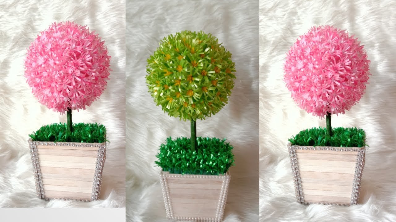 Cara membuat bunga bola rumput cantik dari pita  plastik  