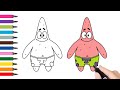 How to draw Patrick from SpongeBob. Step by step Patrick drawing. Рисуем Патрика. 怎样画派大星海绵宝宝