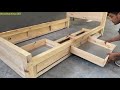 Great Woodworking Project// How To Build A Single Bed Frame With 3 Storage Drawers