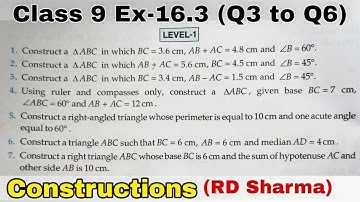 RD SHARMA Ex 16.3 Q3 to Q6 Solutions for Class 9 Maths Chapter 16 Constructions