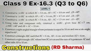 RD SHARMA Ex 16.3 Q3 to Q6 Solutions for Class 9 Maths Chapter 16 Constructions