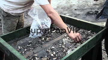 Close up of sieve used by archeologists. Archaeologists w...