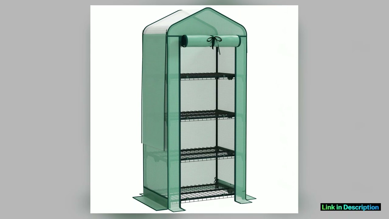 Outsunny 4 Tier Mini Greenhouse with Screen Roof 276 X 197 X 622 Portable Small Greenhouse with