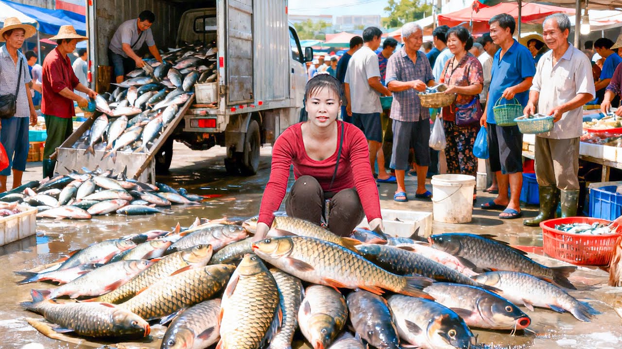 Harvesting 500+ Big Fish From Mud Pond & Horse Cart Transport to Market | Bushcraft Farm