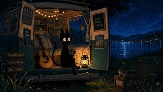 Cat Jazz Relax | Lofi Jazz Melodies Under Starry Night Sky by the Lake
