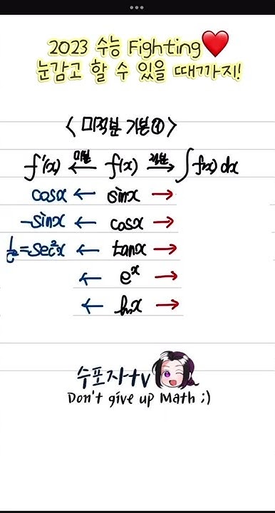 신나게 미적분 공식 외우기(1) sinx, cosx, tanx, e^x, lnx 미분과 적분 - YouTube