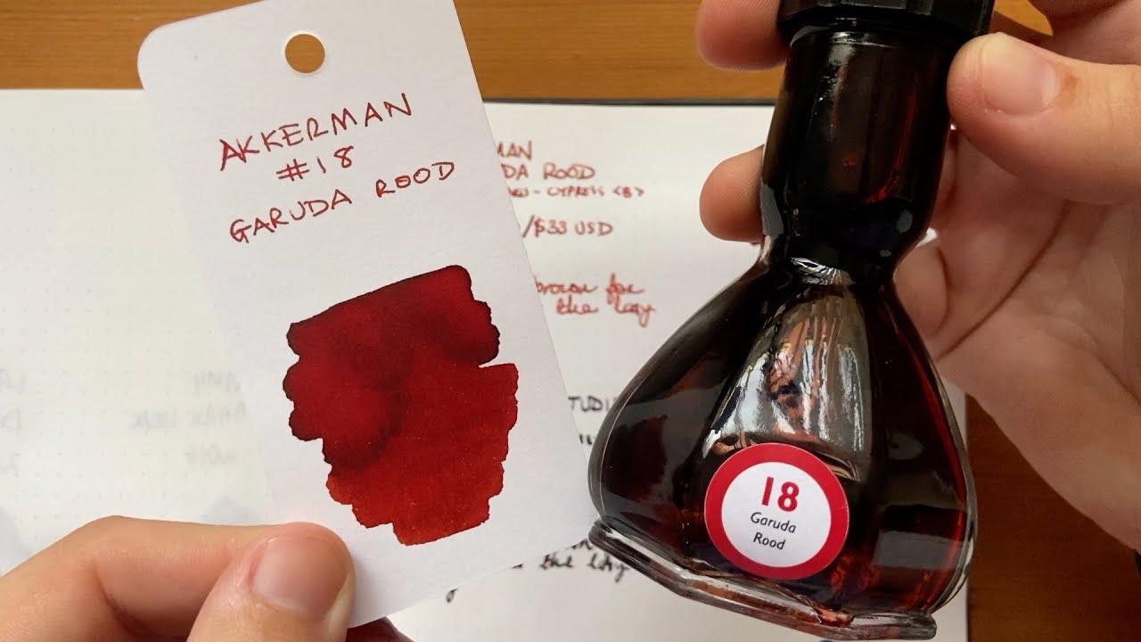 Ink Rood Inky Minutes: Akkerman #18 Garuda Rood fountain pen ink. - YouTube